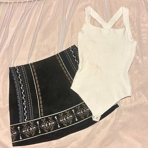 Abercrombie & Fitch sz6 embroidered skirt and bodysuit